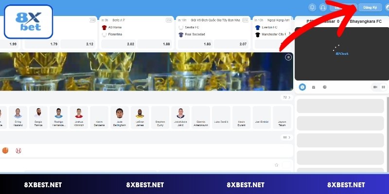 Truy cập vào mục đăng ký 8XBET
